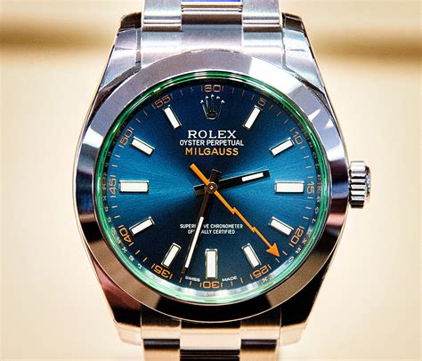 rolex milgauss yellow|Rolex Milgauss blue face.